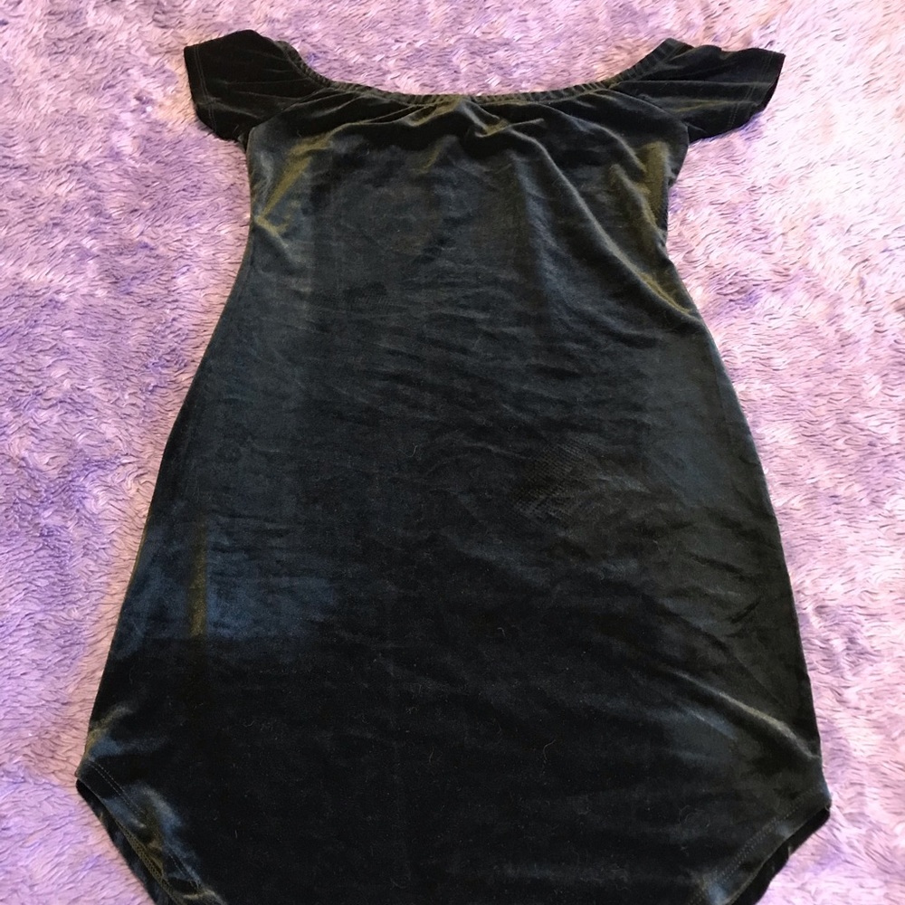 Black off the shoulder velvet dress
